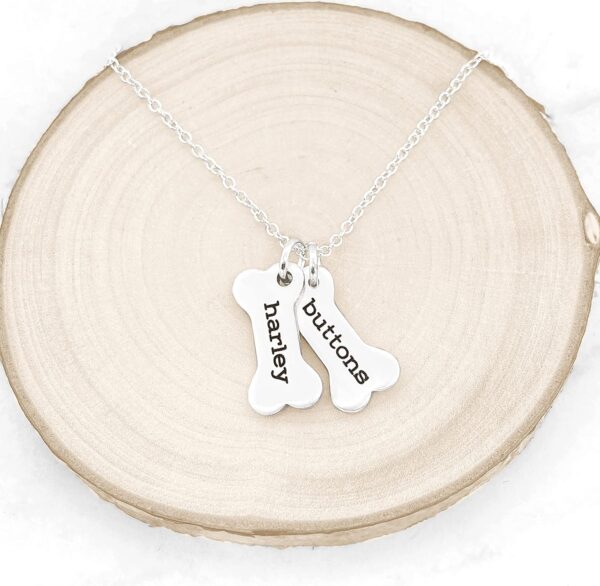 Custom Dog Bone Memorial Necklace - Memorial Necklace With Personalized Names For Dog Lovers - Pet Jewelry Puppy Animal Pendant