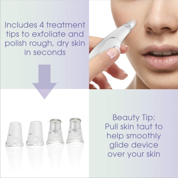 True Glow by Conair Microdermabrasion Rechargeable Beauty Tool, Includes 4 Microdermabrasion Attachments for Exfoliation + Pore Extraction