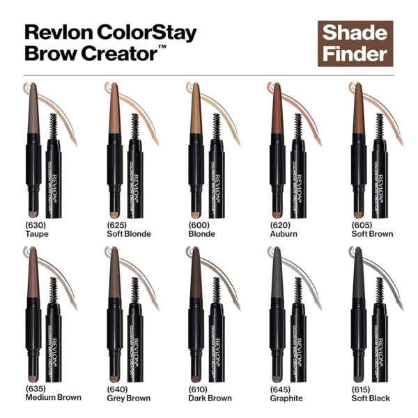Revlon Eyebrow Pencil & Powder, ColorStay Brow Creator 2-in-1 Eye Makeup with Spoolie, Longwearing with Precision Tip, 610 Dark Brown, 0.23 Oz