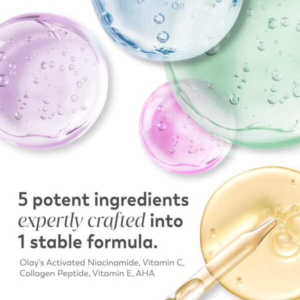 Olay Super Serum - Niacinamide, Vitamin C & E, Collagen Peptide, AHA - 5-in-1 Skin Care Benefits for Face - Healthy Glow, Brightening, Hydrating, Smoothing, Firming, Evens Tone, Anti-Aging, 1.0 Oz