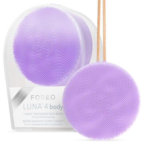 FOREO LUNA 4 body- Body Brush- Whole Body Skin Care - Exfoliating Body Scrubber- Enhances Absorption of Lotion Actives- Premium Lymphatic Drainage Skincare Tool- Waterproof -USB-Rechargeable- Lavender