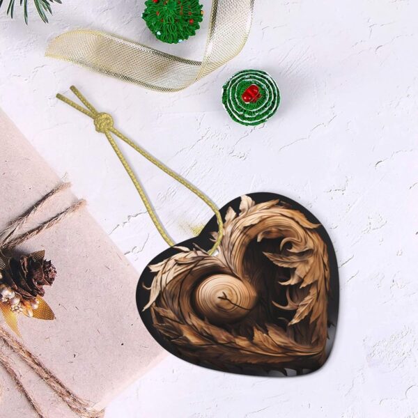 Christmas Ceramic Heart Pendant Decoration for Tree Hanging in Festive Season Wood Heart Prints