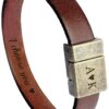 Leather Bracelet for Men Personalized Hidden Secret Message Custom Text, Quote, Date, Boyfriend Gift Unique Handmade Gifts for Son, Friend, Husband