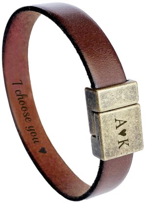 Leather Bracelet for Men Personalized Hidden Secret Message Custom Text, Quote, Date, Boyfriend Gift Unique Handmade Gifts for Son, Friend, Husband
