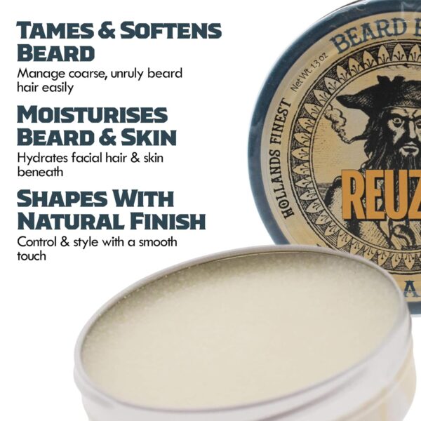 Reuzel Wood and Spice Beard Balm - All-In-One Treatment for a Fresh, Polished Beard - Conditioning, Sculpting, and Shaping Moisturizer with Shea Butter and Argan Oil - Woody Spice Fragrance