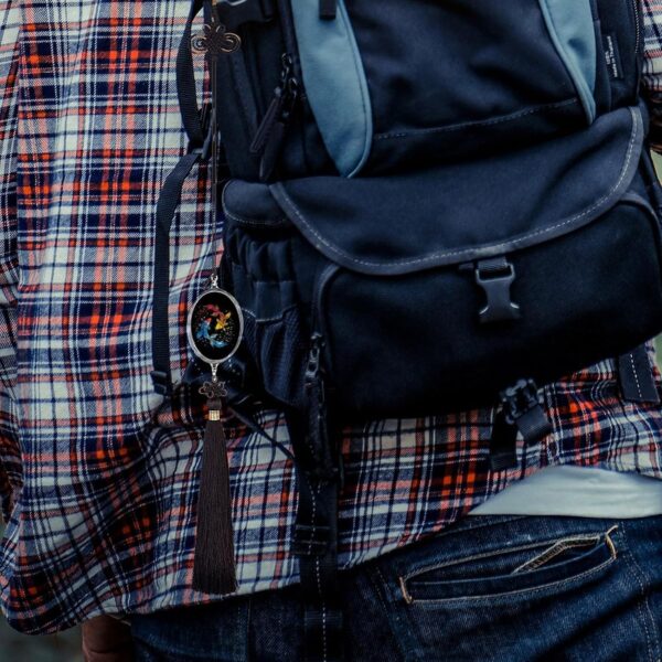 Pisces Zodiac Constellation Car Hanging Ornaments Crystal Rearview Mirror Swing Pendant Accessories Ellipse