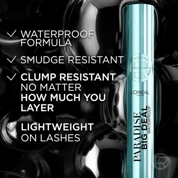L'Oreal Paris Paradise Big Deal Waterproof Mascara, Volumizing and Lengthening Formula, Buildable, Clump Resistant, Black Mascara, 0.33 Fl Oz