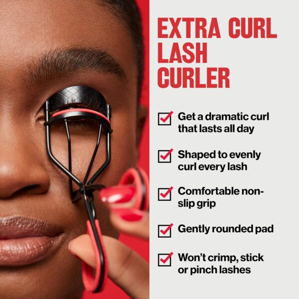 Revlon Extra Curl Lash Curler, Gives an All Day Dramatic Curl, with Finger Grips for a Non Slip Grip, Easy to Use, 1 Count