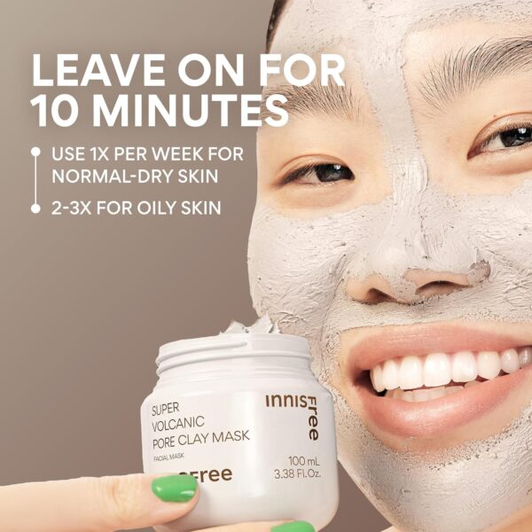 innisfree Super Volcanic Pore Clay Mask, Korean Pore Clearing Clay Mask with Volcanic Clusters and AHA