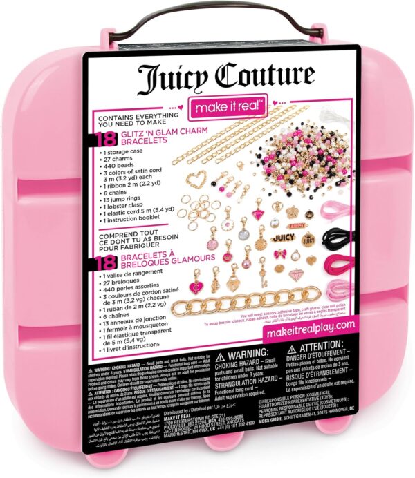 Make It Real Juicy Couture: Glitz ‘N Glam Charm Bracelets - 494pc DIY Kit, Design & Create 18 Cord & Ribbon Bracelets, Bead Jewelry, Storage Case, Girls & Kids 8+