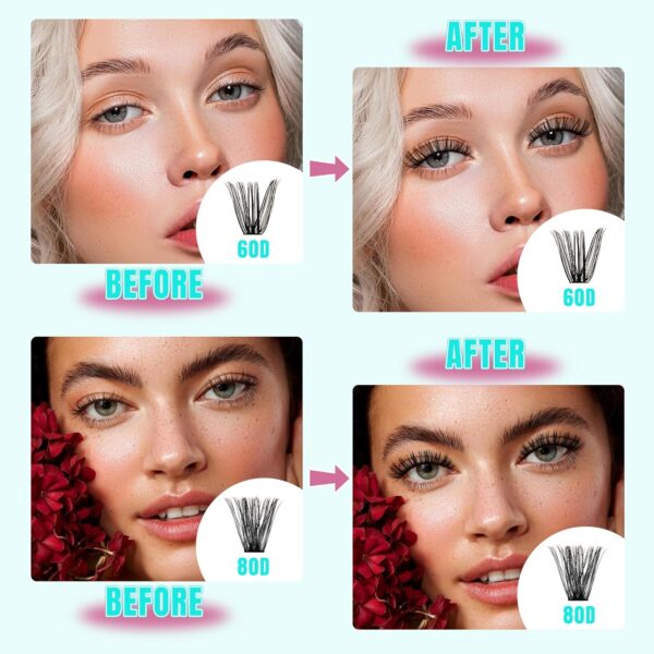 Lash Clusters Kit 320Pcs 60D 80D DIY Individual Lashes Extension Kit Lash Bond And Seal Lash Remover For Eyelashes Extensions Lash Applicator Tool For False Eyelash Cluster Kit At Home(D-Mix10-16mm)