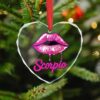 Scorpio Zodiac Birthday Pink Lips Christmas Ornament Glass Hanging Pendant Heart Crystal Christmas Trees Decoration