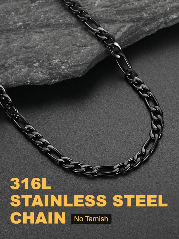 U7 Figaro Chain, Twisted Rope Chain, Men Stainless Steel Necklace,3mm,5mm,6mm,9mm 18K Gold Plated Chains Necklaces for Men Women 16"-30"