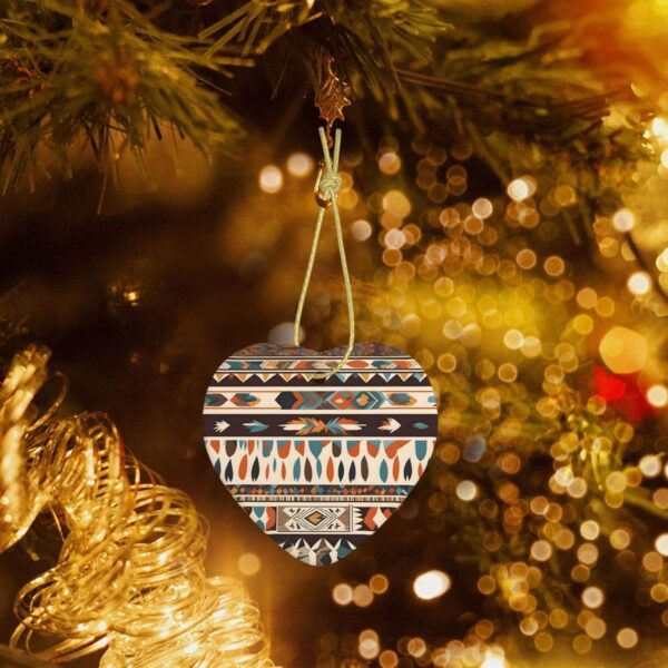 Christmas Ceramic Heart Pendant Decoration for Tree Hanging in Festive Season Native American Beliefs Prints