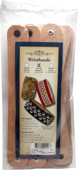 Realeather Solid Natural Veg Tan Leather Bracelet, Natural, Pack Of 8 US