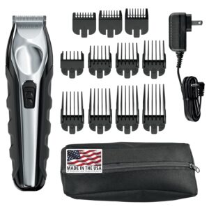 Wahl USA Lithium Ion Total Beard Trimmer for Men with 11 Guide Combs for Easy Trimming, Detailing, & Grooming – Model 9888
