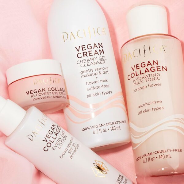 Pacifica Vegan Collagen Cream Gel Facial Cleanser - Daily Foaming Face Wash & Makeup Remover, Hydrating Anti-Aging Face Wash for Dry & Sensitive Skin, 4.7oz