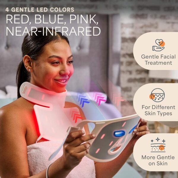 Lifepro Red Light Therapy Face Mask - LED Light Therapy Mask with 3 Colors for Face and Neck - Portable Skin Care Device for at-Home Facials