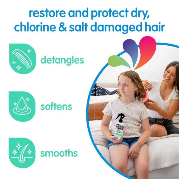 SoCozy Swim Leave In Conditioner Spray & Treatment for Kids Hair (8 Fl Oz) Protects & Repairs Pool, Sun & Salt Damaged Hair, Gentle Formula with Activated Charcoal, Vitamin B5 & Sunflower Seed Extract