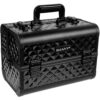 SHANY Premier Fantasy Professional Makeup Train Case Cosmetic Box Portable Make up Case Organizer Jewelry storage with Locks, 3 Trays, Makeup Brush Holder and Cosmetics Mirror - Black Diamond