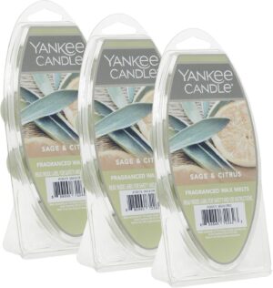 Yankee Candle Sage & Citrus Scent, Pack of 18 Wax Melts for Candle Making, Perfect for Wax Warmers and Aromatherapy