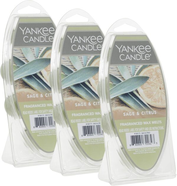 Yankee Candle Sage & Citrus Scent, Pack of 18 Wax Melts for Candle Making, Perfect for Wax Warmers and Aromatherapy
