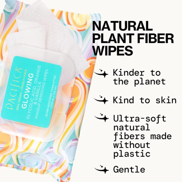 Pacifica Makeup Remover Face Wipes - 8-Pack Daily Facial Cleansing Exfoliating Towelettes - Biodegradable - Organic - w/Gycolic Acid - Clean Beauty Vegan & Cruelty-Free Dermatologist Tested 240 Count