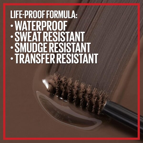 Maybelline Tattoo Studio Brow Styling Gel, Waterproof Eyebrow Make Up, Brow Tint for Up to 36HR Wear, Soft Brown, 1 Count