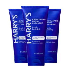 Harry's Exfoliating Face Wash for Men, Gentle Facial Skin Care Products with Volcanic Rock Exfoliant, Dermatologist Tested, 5.1 Fl. Oz, 3 Pack
