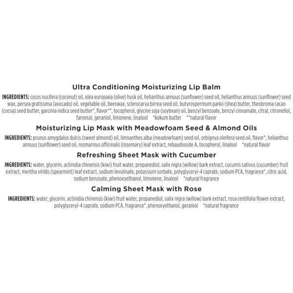 Burt’s Bees Mask Bundle Gift Set; , Ultra Conditioning Lip Balm and Moisturizing Lip, Refreshing Sheet and Calming Sheet Masks; Festive Packaging; 1 Gift Set