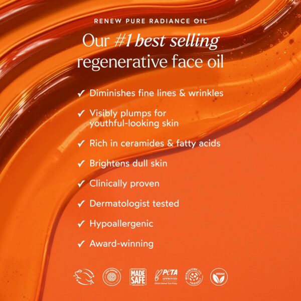 True Botanicals Renew Pure Radiance Oil | All Skin Types | Anti-Aging Face Oil w/Algae Extract | Treats Fine Lines & Wrinkles | Dermatologist Tested, All Natural, Vegan | 1 fl oz | 30 ml