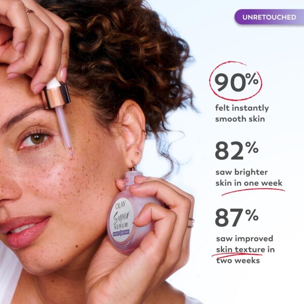 Olay Super Serum Night Repair, Fragrance-Free - Niacinamide, Peptide, Salicylic & Lactic Acid, Glycerin ​- 5-in-1 Skin Care Benefits - Hydrating, Evens Tone, Reduces Dark Spots, Anti-Aging, 1.0 Oz