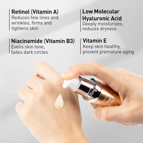 Retinol Eye Cream for Anti-Aging & Wrinkles - Firming & Repair Under Eye Serum with Retinol, Niacinamide, Hyaluronic Acid, Vitamin E & Bifida Ferment Lysate, 0.7 Fl Oz (Pack of 1)