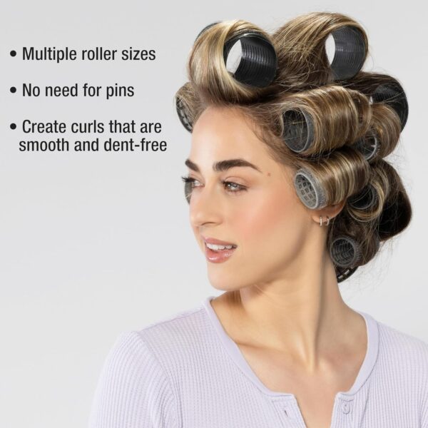 Conair Heatless Curlers 31 Count - Heatless Curls Overnight, Assorted Sizes - Self Grip Hair Rollers - Hair Styling Tools - Black & Gray - w/Storage Case