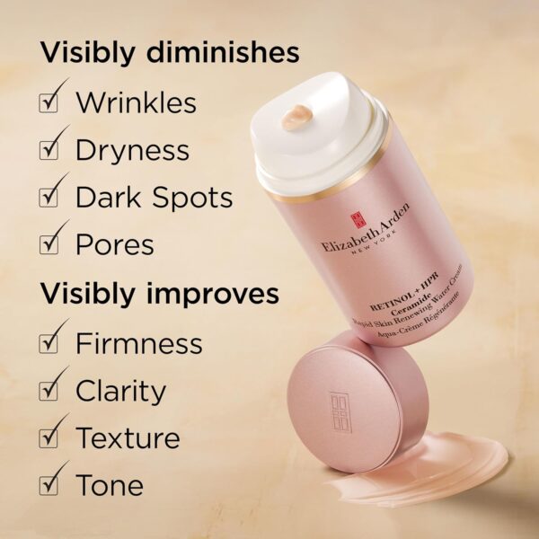 Elizabeth Arden Retinol Serum Wrinkle Filler + HPR Next Generation Retinoid, Ceramide, and Peptide Rapid Skin Renewing Water Day and Night Cream for Face and Neck