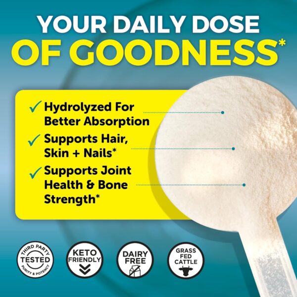 Hydrolyzed Collagen Peptides Powder - 1 lb Grass-Fed & Pasture-Raised Collagen for Women, Type I & III Unflavored Bovine Collagen Powder for Men, Collagen Protein Powder For Hair, Skin, & Nails