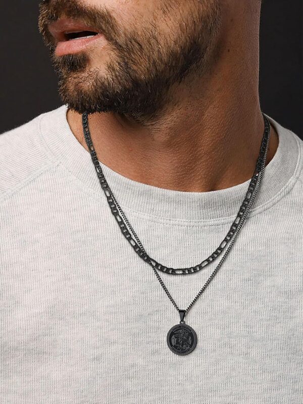 U7 Figaro Chain, Twisted Rope Chain, Men Stainless Steel Necklace,3mm,5mm,6mm,9mm 18K Gold Plated Chains Necklaces for Men Women 16"-30"