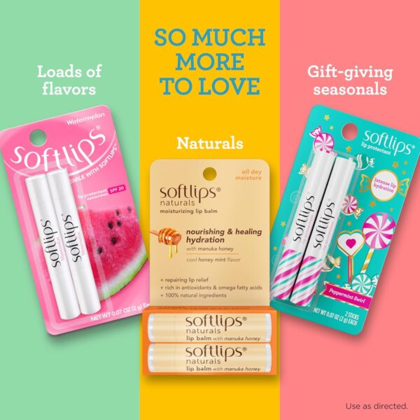 Softlips Daily Lip Moisturizer For Very Dry Lips, Tropical Flavored Lip Balms, Hydrates, Soothes & Prevents Dry, Chapped Lips, Smooth Glide Formula, Dermatologist Tested, Pack of 3 Chap Sticks