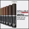 L'Oreal Paris Infallible Volumizing 24H Wear Brow Mascara, Long Lasting Eyebrow Makeup for 2X Fuller Eyebrows, 7.0 Blonde, 0.13 Fl Oz