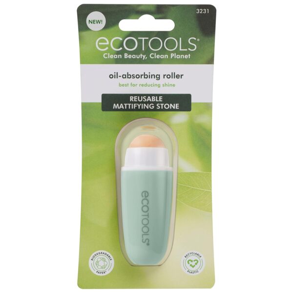 EcoTools Reusable Shine Control Oil Absorbing Facial Roller, Oil Absorbing Volcanic Ash Face Roller, For Oily Skin, Cruelty Free Facial Skincare Tool, Perfect For On The Go, 1 Count