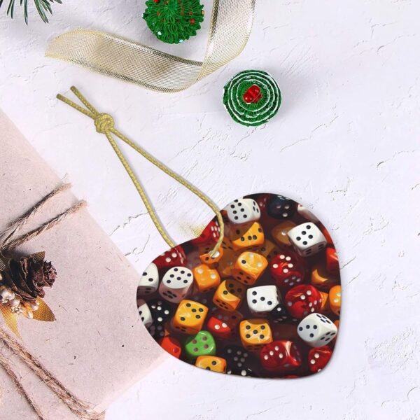 Christmas Ceramic Heart Pendant Decoration for Tree Hanging in Festive Season Games dice Set Prints