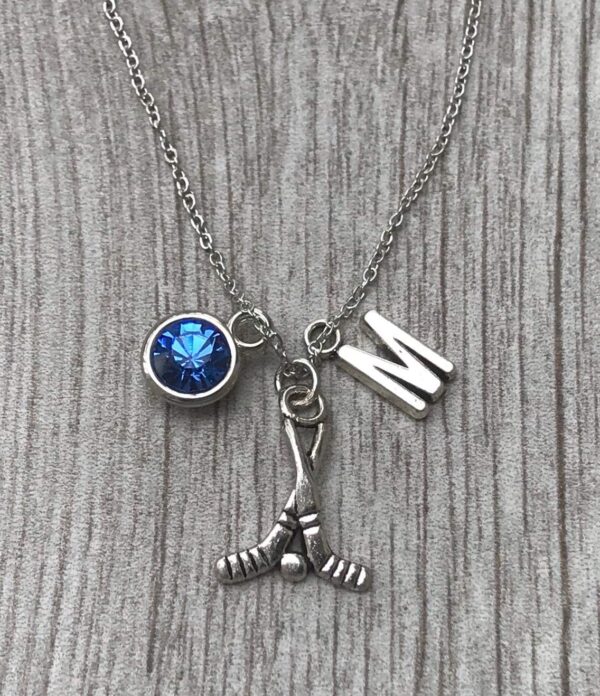Personalized Hockey Necklace with Letter Charm, Hockey Jewelry, Hockey Gifts, Ice Hockey Charm Necklace, for Women, Teen & Girl Hockey Players