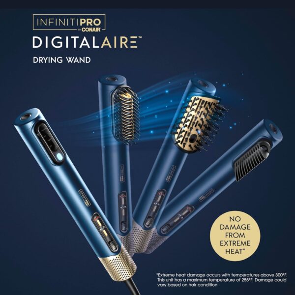 DigitalAIRE Hair Dryer | Drying Wand, Straightener, Styler, All in One | Powerful, Fast Blow Dryer with High Performance Straightening Brush, Volumizing Brush, and Styling Pick