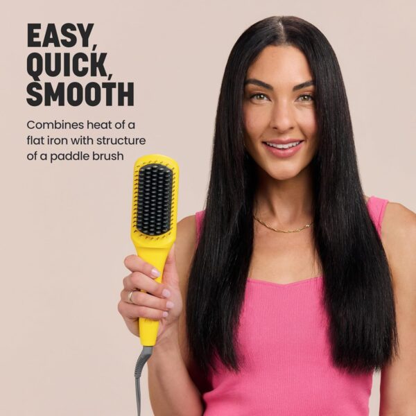 Drybar The Brush Crush Heated Straightening Brush | One Step Hair Straightener Brush, Smooth and Style for Frizz-free Hair, Works With All Hair Types