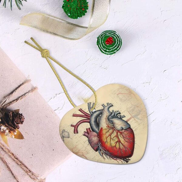 Christmas Ceramic Heart Pendant Decoration for Tree Hanging in Festive Season Human Anatomy Heart Chart Prints