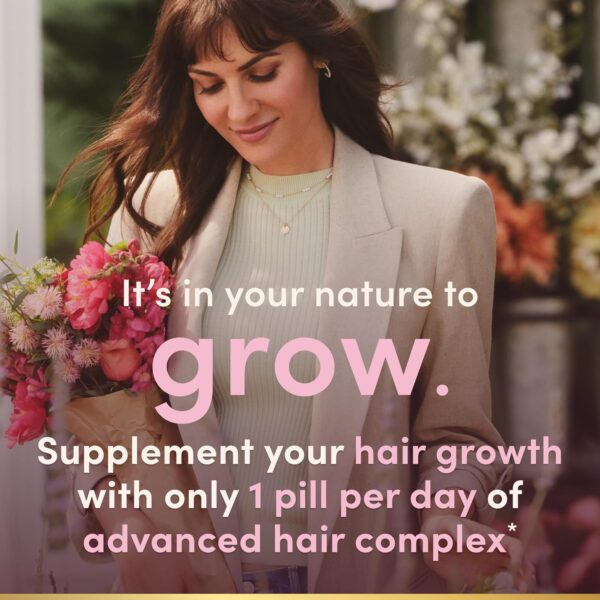 Nature's Bounty Optimal Solutions Hair Growth Supplement with Biotin, Hair Growth Vitamins with Biotin Silicon & Arginine, 1 Per Day, 30 Capsules, One Month Supply