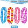 Flower Leis, 4pcs Hawaiian Leis Necklace, Colorful Flower Necklace, Hawaiian Decorations for Theme Party Favors, Garlands
