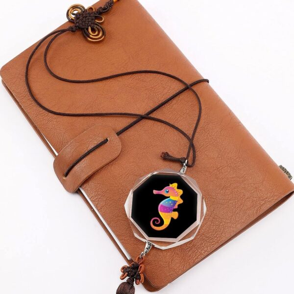 Seahorse Ocean Animal Colorful Car Pendant Crystal Car Rearview Mirror Charms Hanging Ornaments Hexagon