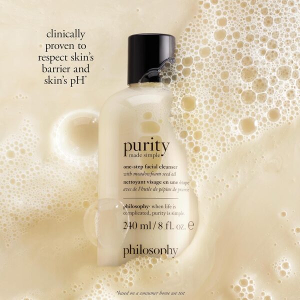 philosophy purity made simple one-step facial cleanser- with meadowfoam seed oil gently cleanses & melts away dirt, oil & stubborn makeup paraben-free face wash