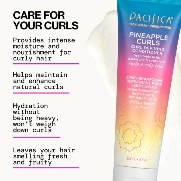 Pacifica Pineapple Curls Shampoo & Conditioner Set – Curl Defining Hair Care for Curly & Coily Hair, Enhances Bounce & Reduces Frizz Sulfate Free Clean Beauty Vegan & Cruelty-Free Dermatologist Tested